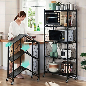 Mua KỆ ĐỂ ĐỒ ĐA NĂNG GẤP GỌN 5 TẦNG  CÓ BÁNH XE  TẢI TRỌNG 150KG  DECOR NHÀ CỬA.