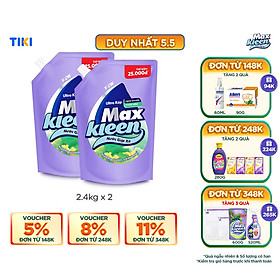 Combo 2 Túi Nước Giặt Xả Maxkleen Hương Vườn Sớm Mai (2.4kg/túi)