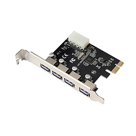 Thẻ mở rộng cổng PCI-E sang 4 cổng USB3.0 với giao diện nguồn 4Pin lớn cho máy tính để bàn