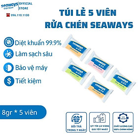 Túi 5 viên rửa chén bát Seaways + 1 túi muối làm mềm nước loại 500gr