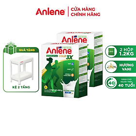 Combo 02 Sữa Bột Anlene Gold 3X Hương Vanilla Hộp giấy 1200g - Tặng kệ 2 tầng
