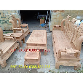Bàn ghế phòng khách tần thủy hoàng gỗ gõ đỏ tay 12 bàn đục yếm liền