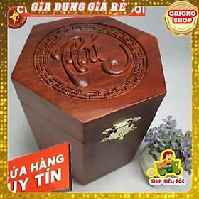 Mua ̂  Hộp Đựng Chè Bằng Gỗ Hương Loại To -Sơn Không Mùi Không Độc