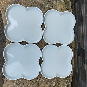 Set 04 Đĩa sứ vuông decor trang trí dễ thương - Dĩa vuông trắng bày trái cây đẹp mắt 16cm