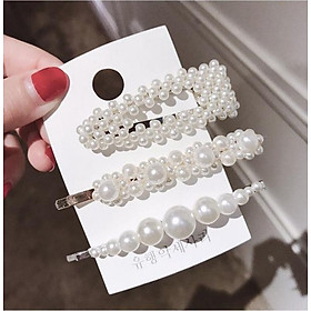 Set kẹp tóc hạt châu - set 3 kẹp tóc xinh.