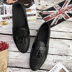 Giày Lười Da Caro Phối Chuông Phong Cách Hàn - 41