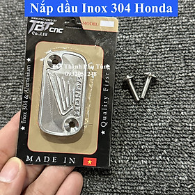 Nắp dầu Honda Inox 304 TBT CNC kiểu logo cánh chim-ốc xéo dành cho xe máy