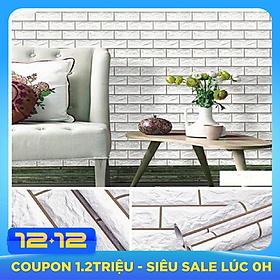 CUỘN 10M GIẤY DÁN TƯỜNG GIẢ GẠCH TRẮNG KEO SẴN KHỔ 45CM GDT_5272