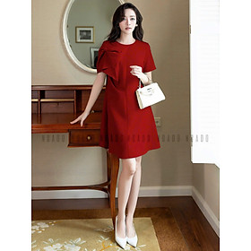 Đầm đỏ nơ tay NGADO , đầm suông , đầm Nữ , đầm công sở, dự tiệc