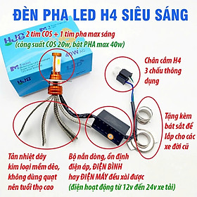 Mua Đèn Pha LED 3 Tim Siêu Sáng Cho Xe Máy & Ô Tô – Xài Điện Máy 12V–24V Không Cần Chỉnh Dòn