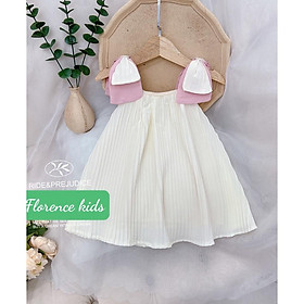 Đầm babydoll đính nơ vai cho bé gái thật đáng yêu từ 15-40kg chất voan chifon dập ly sịn sò