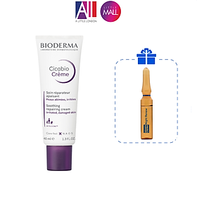 Kem dưỡng ẩm và phục hồi da Bioderma cicabio crème 40ml TẶNG Ampoule chống lão hóa Martiderm (Nhập khẩu)