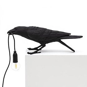 Resin Crow Lamp Table Light Home Sconce Nightlight Bedroom Decor Black