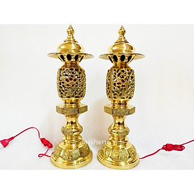 Mua  Miễn ship 100% Đèn thờ đồng vàng cỡ đại  đèn thờ điện cỡ lớn  đèn thờ gia tiên cỡ đại- Đồ đồng Nguyệt Ánh