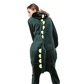 Bộ Đồ thú Khủng Long xanh liền thân lông mịn Pijama dành Cho Người Lớn và Trẻ Em kiểu dáng Động Vật Hoạt Hình Cosplay