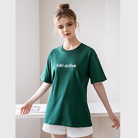 Áo thun tay lỡ Hibi Sports unisex nam nữ kiểu phông, chữ Hibi Active ST001, vải cotton Premium, form oversize