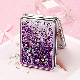 Gương mini 2 mặt bỏ túi phối kim tuyến bắt mắt, sáng tạo hình chữ nhật