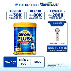 Sữa Bột Nutifood GrowPLUS+ Biếng Ăn (Xanh) 2+ Lon 900G - Tăng cân khoẻ mạnh