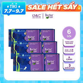 Băng vệ sinh thảo dược Doctor Care ban đêm 33.8cm Combo 6 gói