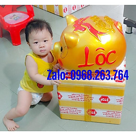 Mua heo đất có nơ tài lộc size lớn 35cm