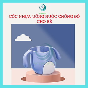 Mua Ly uống nước cho bé-Cốc uống nước chống đổ  nghiêng 60 độ  có 2 tay cầm- Chọn màu