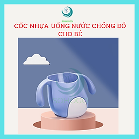 Ly uống nước cho bé-Cốc uống nước chống đổ, nghiêng 60 độ, có 2 tay cầm- Chọn màu