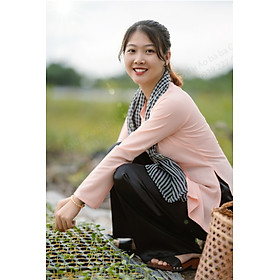 Bộ bà ba lụa hồng quần phi đen - Áo bà ba lụa lẻ nam bộ - Có bộ bà ba Bigsize- may sỉ bà ba toàn quốc - May bộ bà ba theo yêu cầu