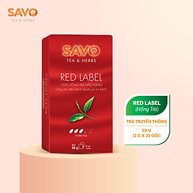 Hồng Trà SAVO Tea túi lọc truyền thống Red Label (hộp 25 gói x 2g) Nước Trà Túi Lọc