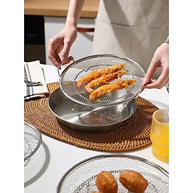 Set Khay Kèm Đĩa, Vỉ Lưới Lọc Dầu Chất Liệu INOX 304 Cao Cấp, Đựng Ráo Dầu Thức Ăn Chiên Rán Lọc Dầu 20cm - 25cm - HÀNG CHÍNH HÃNG MINIIN