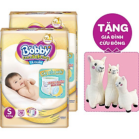Combo 2 Tã Quần Cao Cấp Bobby Extra Soft Dry S70 (70 mếng) - Tặng 1 set Gia Đình Cừu Bông (3 món)