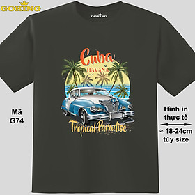 CUBA HAVANA, mã G74. Áo thun du lịch cho nam nữ siêu đẹp, form unisex. Áo phông hàng hiệu Goking, quà tặng cao cấp cho gia đình, cặp đôi, doanh nghiệp, hội nhóm. - Thép, vải thun lạnh - XS