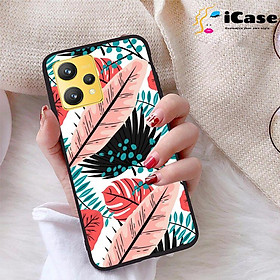 Ốp lưng iCase dành cho Realme 9 chất liệu viền dẻo lưng cứng nhám TPU có hai lỗ xỏ dây đeo in nổi 4D hình bộ sưu tập HOA 36