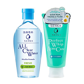 Combo Nước Tẩy Trang Senka All Clear Water Anti Shine 230ml + Sữa Rửa Mặt Senka Perfect Whip Acne Care 100g