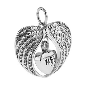 Angel Wing Memorial Keepsake Ashes Urn Openable Pendant Necklace