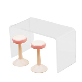 3 Pieces Mini 1:12 Doll House Miniature Bar Counter with Mini Chairs Furniture Accessory
