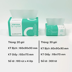 Khăn giấy ăn TopGia top gia khổ nhỏ và lớn 4 lớp chùi miệng chùi tay bịch 75 đến 100 lần rút