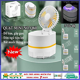 Mua Quạt mini  quạt tích điện để bàn gấp gọn 3 trong1 NO.Q60 kiêm đèn ngủ  máy bắt muỗi tiện lợi