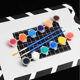 Bộ 12 hộp sơn màu acrylic kèm 02 bút lông thích hợp cho các bạn tô tranh, vẽ búp bê, vẽ giày, áo, DIY