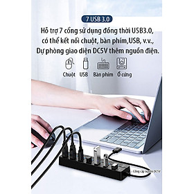 Bộ Chia Cổng USB 3.0 Hub 4 / 7 Cổng USB 3.0 Có Công Tắc H005 Kiếu Dáng nhỏ gọn giao hàng nhanh