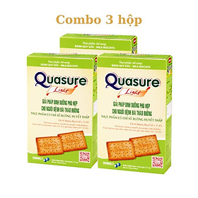 Hình ảnh Combo 3 hộp Bánh Quy Quasure Light Sữa hộp 140 gram Bibica - thực phẩm dành cho người ăn kiêng, tiểu đường