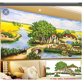 Tranh đính đá phong cảnh làng quê Y8092