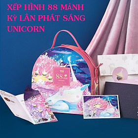 Bộ xếp hình 88 MẢNH UNICORN Kỳ Lân phát sáng chính hãng TOI dành cho bé 3 tuổi