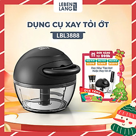Dụng cụ xay tỏi ớt, thực phẩm Lebenlang LBL3888 dung tích 170ml, lưỡi dao 3 cánh sắc bén, dây rút tiện lợi - hàng chính hãng