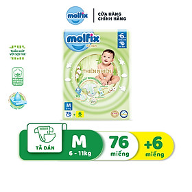 Tã/bỉm dán Molfix Thiên nhiên Super Jumbo M (6kg - 11kg) - Gói 76+8 miếng