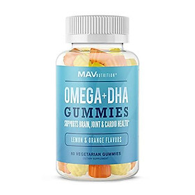 MAV Nutrition Fish Oil Omega 3 Gummies with Vitamin C for Immune Support, Brain, Joint & Cardiovascular Health, Natural Flavors, 60 Vegetarian Friendly Gummies