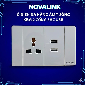 Ổ điện âm tường đa năng có 2 cổng USB sạc nhanh, tải 15A cho nhà ở và văn phòng – Hàng chính hãng