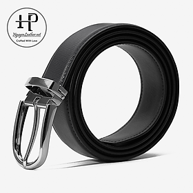 Dây Lưng Nam Màu Đen Da Safiano Nhập Khẩu Phong Cách Công Sở Lịch Lãm + Đục Lỗ Cài