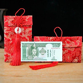 Túi gấm màu xanh loại 10 Mông Cổ sưu tầm, làm quà tặng