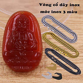 Mặt dây chuyền A di đà mã não đỏ 3.6 cm kèm dây chuyền inox vàng, Phật bản mệnh, mặt dây chuyền phong thủy
