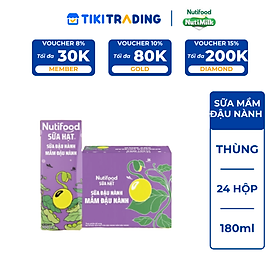 Thùng 24 Hộp Sữa Đậu Nành Mầm Đậu Nành Nutifood Sữa Hạt 180ml